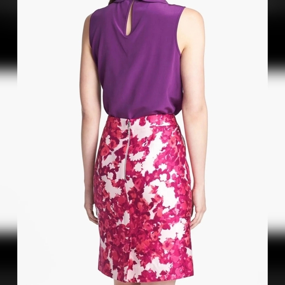 Kate Spade Jordan Silk Blend Berry Moody Floral Pencil Skirt - Picture 4 of 11